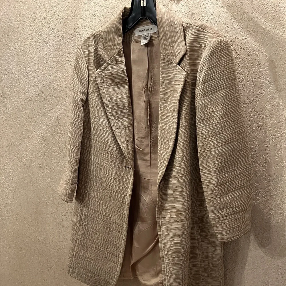 Nine West Tan Classic Long Blazer - Picture 1 of 4